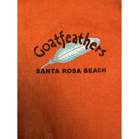 Confetti's Santa Rosa Beach Goatfeathers T-Shirt Orange Graphic Print S - Picture 4 of 6